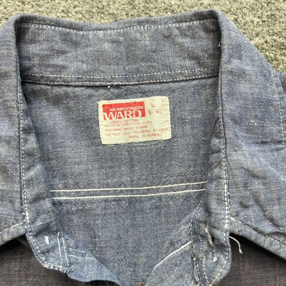 Montgomery Ward Embroidered Long Sleeve Aztec Bird Button Up Shirt Large L - Picture 4 of 5